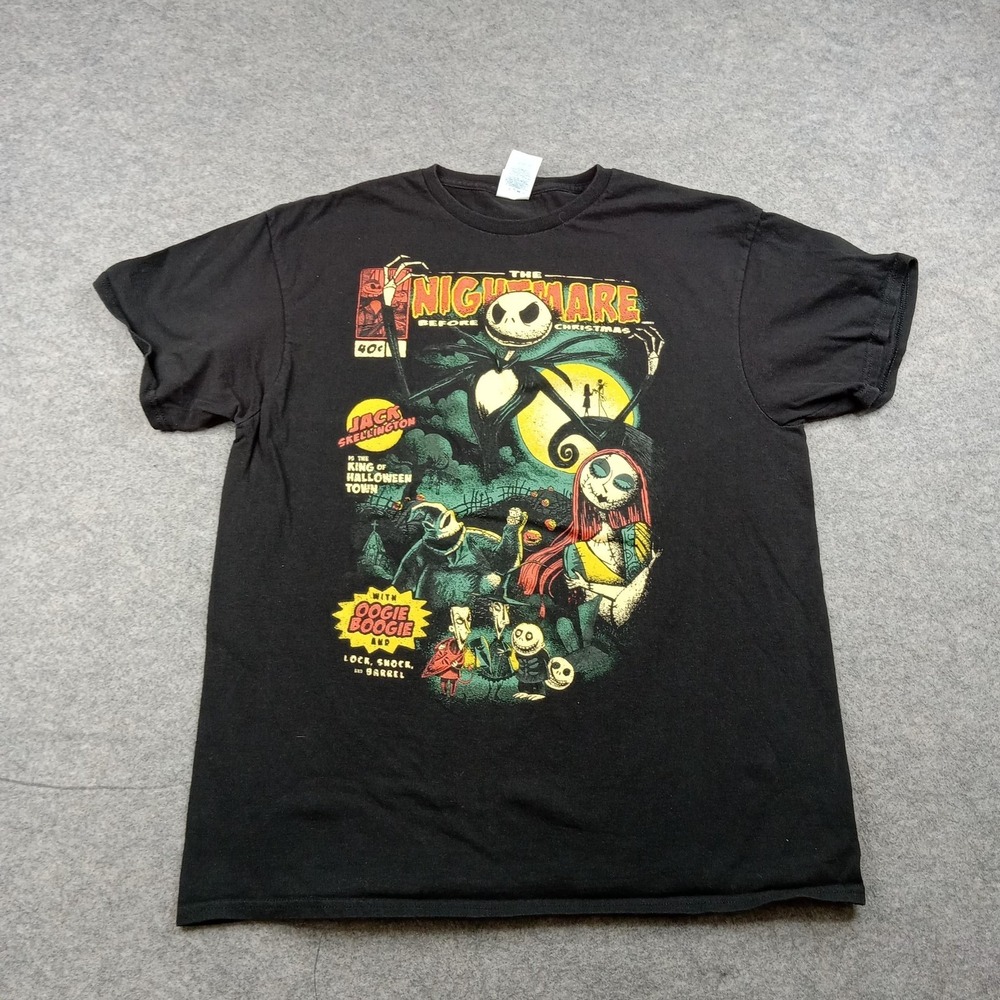 Nightmare Before Christmas Shirt Mens Large‎ Black Delta Jack Sally Graphic Tee